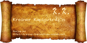 Kreiner Kapisztrán névjegykártya